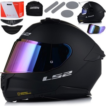 KASK MOTOCYKLOWY LS2 FF808 STORM II CZARNY MĘSKI BLENDA + TĘCZOWA SZYBA