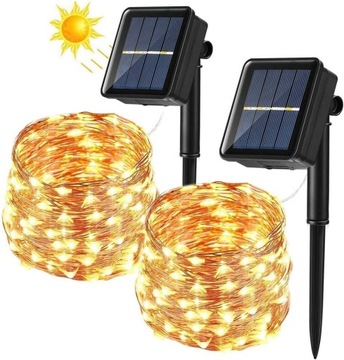 DRUCIK MIEDZIANY LED SOLARNY CIEPŁA BIEL 120LED