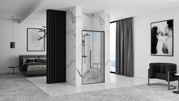 ЧЕРНАЯ РАЗДВИЖНАЯ СОЛНЕЧНАЯ ДУШЕВАЯ ДВЕРЬ 90x195 REA