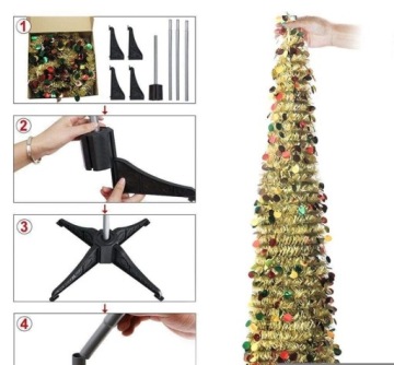 Золотая складная искусственная елка 150 см Рождественское украшение Рождество
