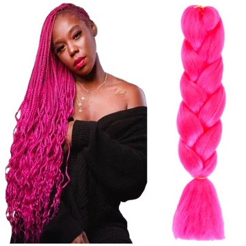 2 синтетических волос для косичек ДЛИННЫЕ, цвета фуксии