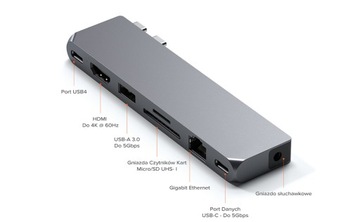 Satechi Pro Hub max — алюминиевый хаб с двойным USB-C для MacBook (2x