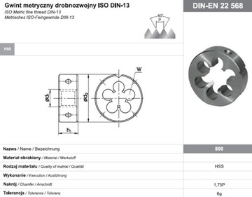 Narzynka drobnozwojna HSS 800 M15x1 FANAR