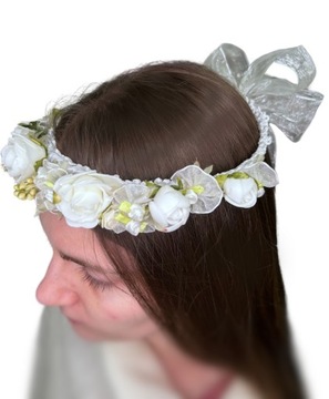 Венок для причастия, первое причастие, белый, цветы, повязка на голову, 100% ручная работа