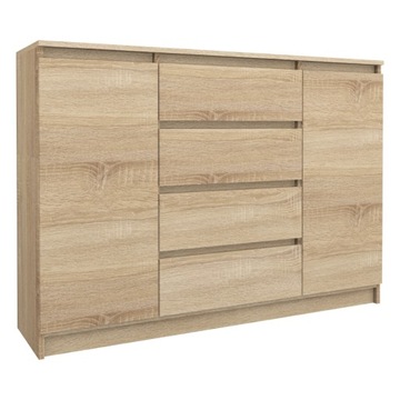 KOMODA 4 SZUFLADY plus 2 SZAFKI 120CM SONOMA