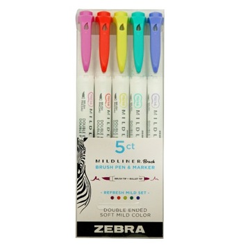 Brush Zakreślacz Zebra Mildliner 5szt Refresh