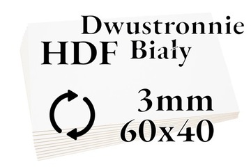 10x HDF Dwustronnie Biały - 3mm - 60x40cm - do cięcia laser