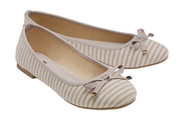 BUTY BALERINY DAMSKIE kokardka PASKI BEŻ *39