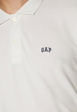 GAP Biała Koszulka Polo Męska Logo Haft z Kołnierzykiem Bawełniana r. M