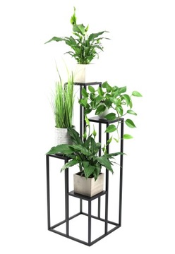 Kwietnik Metalowy Stojący Stojak na 4 kwiaty Wysoki 112cm czarny Loft