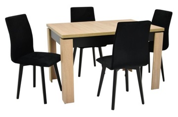 mały komplet do salonu 4 krzesła TAPICEROWANE velvet stół SONOMA 80x120/160