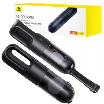 BASEUS MINI ODKURZACZ BEZPRZEWODOWY DO SAMOCHODU 5000Pa + ZESTAW 15 WORKÓW