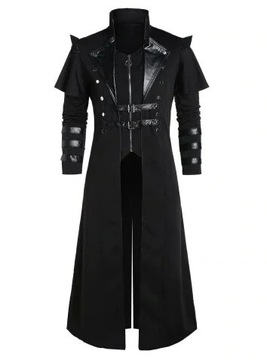 Vintage Men's Gothic Steampunk Long Jacket Trench