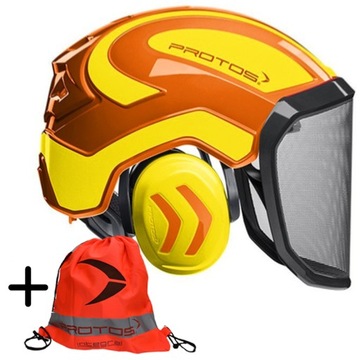 Kask / Hełm ochronny dla pilarza PROTOS INTEGRAL pomarańczowo-żółty