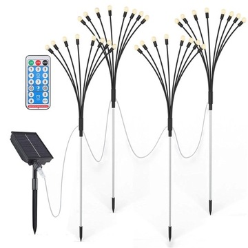 СОЛНЕЧНЫЕ САДОВЫЕ ФОНАРИ 8СВЕТОДИОДНЫХ ШАРИКОВ 73СМ ВОДОНЕПРОНИЦАЕМЫЕ 4ШТ.