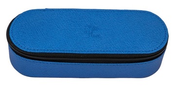 Duży niebieski piórnik/etui na okulary - saffiano