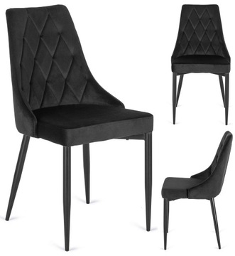 Krzesło TOP Czarne Welur do Salonu Jadalni Loft
