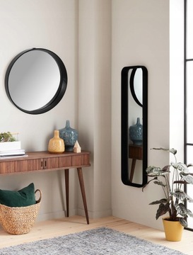 КРУГЛОЕ ЗЕРКАЛО 39СМ, ЧЕРНАЯ ЛОФТ-РАМА СОВРЕМЕННАЯ
