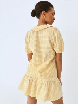 Spódnica i bluzka komplet krata żółto biały Mohito