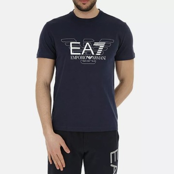 EA7 EMPORIO ARMANI męski t-shirt granatowy bawełniany logo XXL