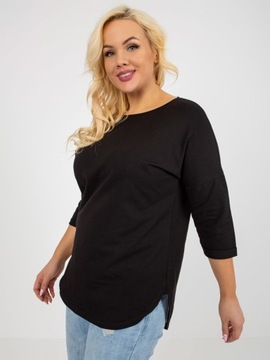 RELEVANCE CZARNA DŁUŻSZA BLUZKA PLUS SIZE BASIC Z RĘKAWEM 3/4 (UNI) CZARNY