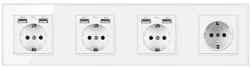 GNIAZDKO USB 4× SZKLANE GNIAZDO 230V + 6× USB 2.1A