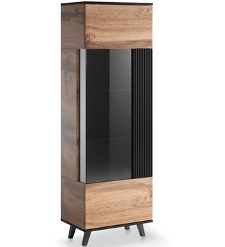 Witryna Random W-1 40x60x182 Dąb Wotan/Czarny Styl Awangardowy