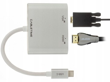 AUDA Adapter konwerter kabel USB-C 3.1 do HDMI VGA