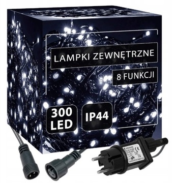 LAMPKI CHOINKOWE 300 LED BIAŁY ZIMNY ŚWIATEŁKA NA CHOINKE MOŻNA ŁĄCZYĆ 17m
