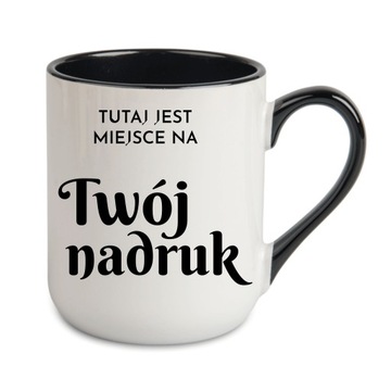 Kubek coffee 330 ml uchwyt i środek czarny z dowolną grafiką logo tekstem