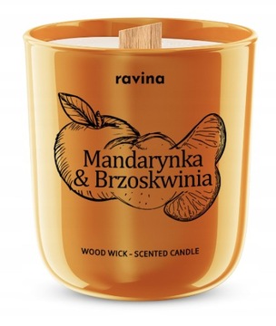 Świeca sojowa o zapachu MANDARYNKA & BRZOSKWINIA drewniany knot