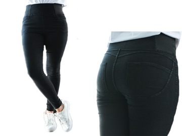 LEGGINSY SPODNIE jeansowe Jegginsy PUSH-UP Getry rurki wysoki stan M/L
