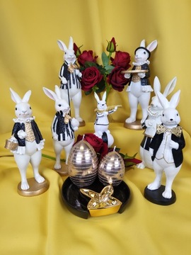 КРОЛИК ЗАЙЧИК БЕЛЫЙ С ЧЕРНЫМ, СТОЯЩИЙ 27,5 СМ