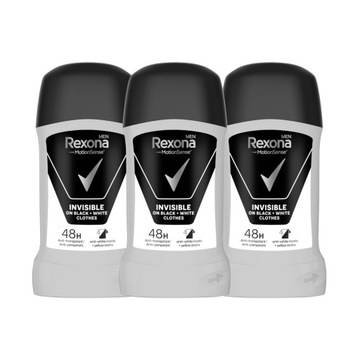REXONA MEN Invisible black & white clothes antyperspirant w sztyfcie 3x50ml