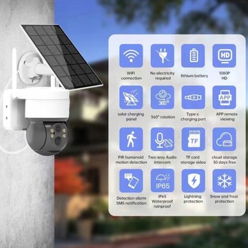 SOLARNA KAMERA OBROTOWA ZEWNĘTRZNA WIFI BATERII