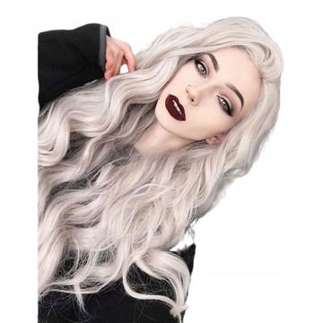 Peruka SZARA BLOND OMBRE długie fale włosy 60cm