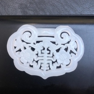 Natural White Jade Double-sided Hollow Dragon Pendant Man Woman Necklace