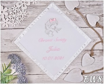 Уникальный крестильный халат, расшитый миром. Сувенир на Крещение в коробочке BW.