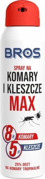 Bros SPRAY na KOMARY i KLESZCZE MAX skuteczny 90ml