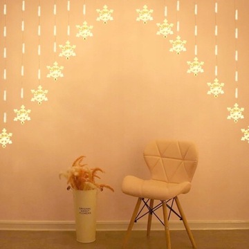 СВЕТОВАЯ ЗАВЕСА СВЕТОДИОДНЫЕ ЛАМПЫ ДЛЯ ОКОН ПОДВЕСНЫЕ СНЕЖИНКИ ОЧЕНЬ ТЕПЛЫЕ ПУЛЬТ ДИСТАНЦИОННОГО УПРАВЛЕНИЯ 2,5М