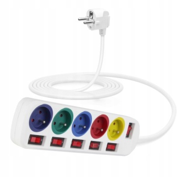 УДЛИНИТЕЛЬ НА 5 РОЗЕТОК ЗАЩИТНЫЙ ВЫКЛЮЧАТЕЛЬ 1,5 м