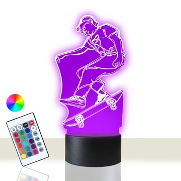 Lampka Nocna Stołowa 3D LED Skateboard Deskorolka