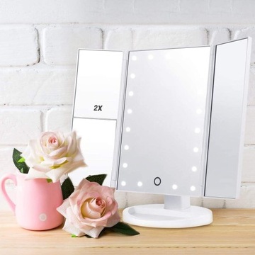 Складное косметическое зеркало с подсветкой для макияжа LED 22 светодиода