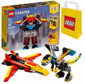 LEGO Creator 31124 SUPER ROBOT TRANSFORMERS 3W1 Odrzutowiec SMOK 6+ Torba