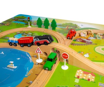 ОГРОМНЫЙ ДЕРЕВЯННЫЙ ПОЕЗД, НА АККУМУЛЯТОРАХ, 90 шт.