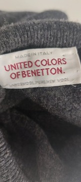 Benetton sweter z golfem z wełny /M-L/