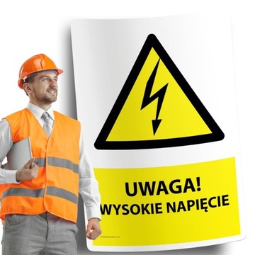 Naklejki BHP znak ostrzegawczy UWAGA WYSOKIE NAPIĘCIE