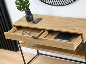 Ввременная консоль зала с ящиком и полкой нора XL Black Oak