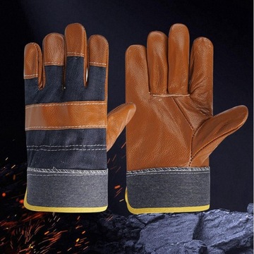 Rękawice spawalnicze Rękawice ochronne Rękawice robocze Odporne na ciepło Brązowe