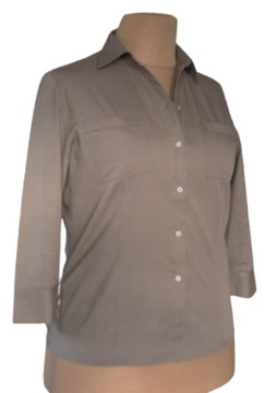 Tara beżowa bluzka koszulowa z rękawami 3/4 rozmiar 42/44